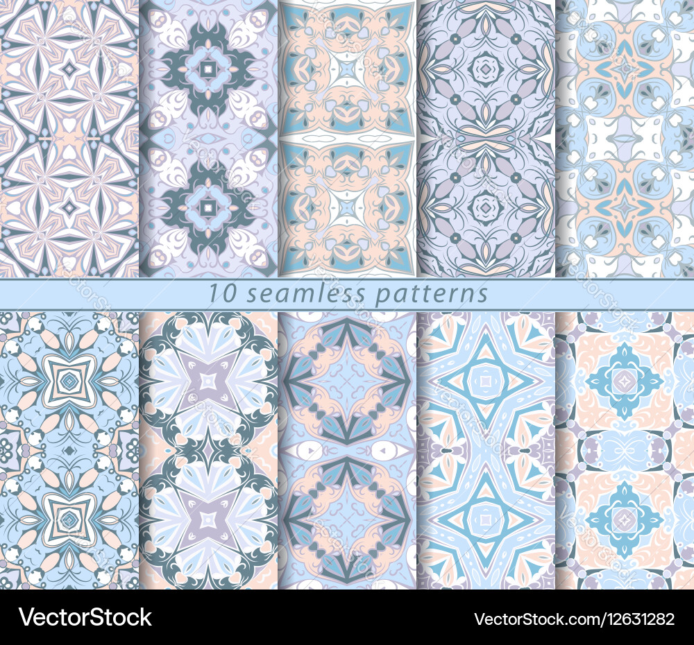 Set of ten seamless abstract patterns vector image