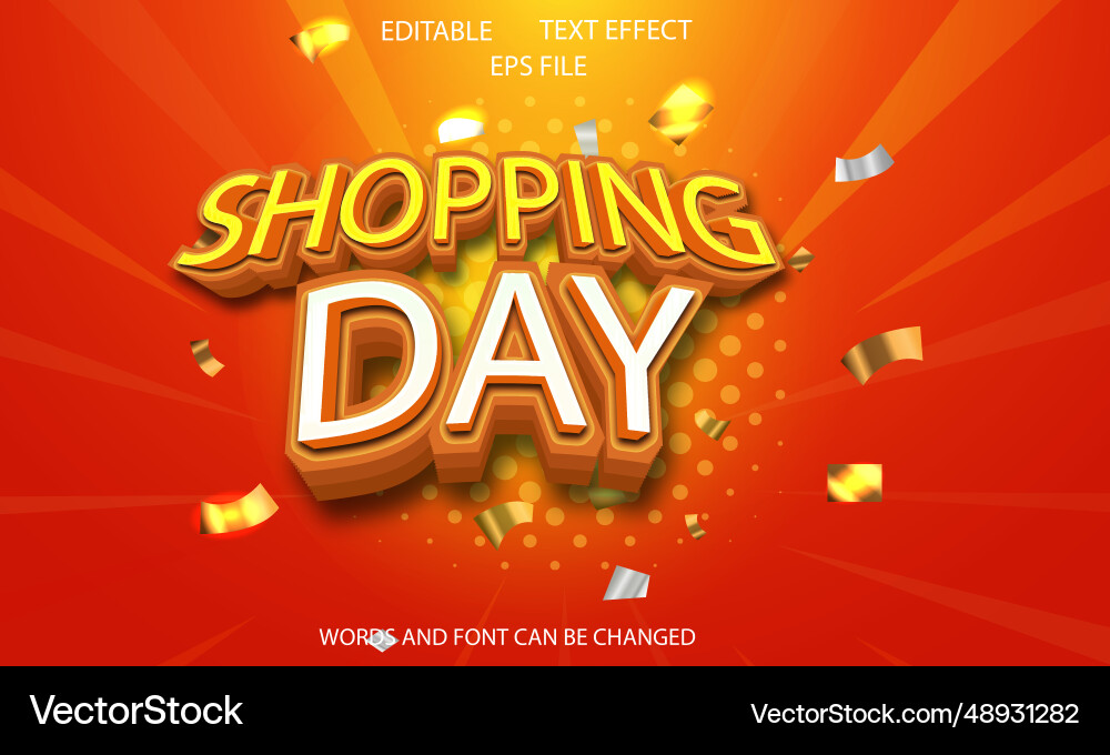 Shopping day text effect font editable typography vector image