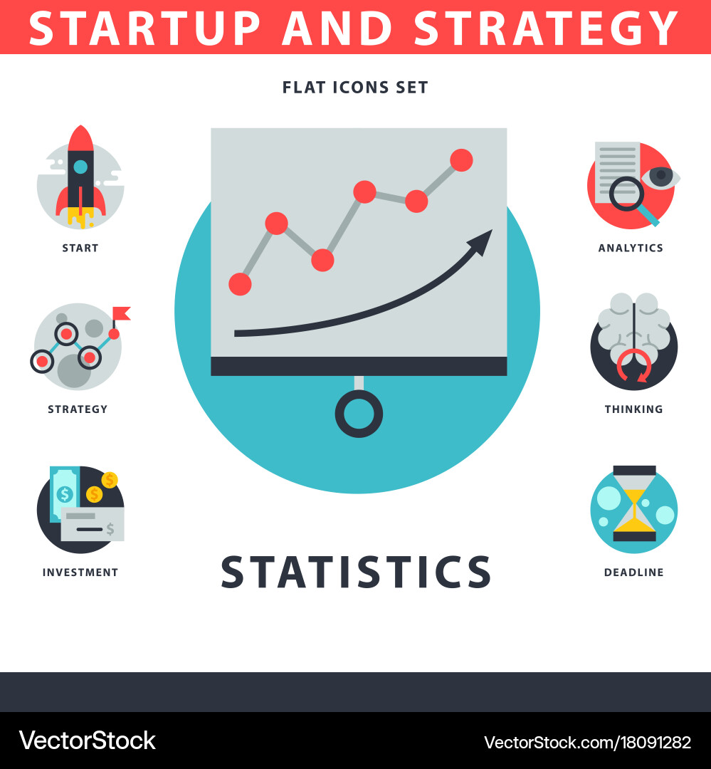 Startup and strategy web busies icon set vector image