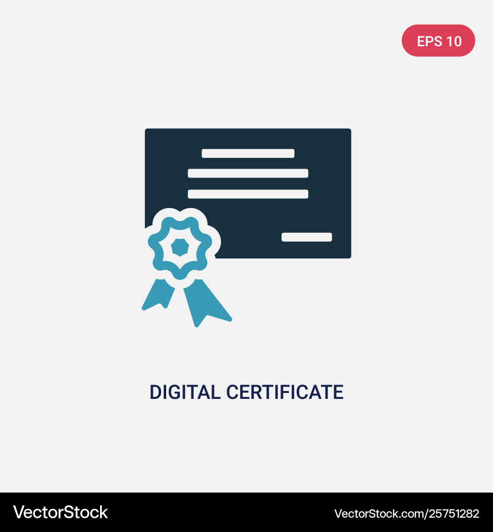 Two color digital certificate icon from user Vector Image