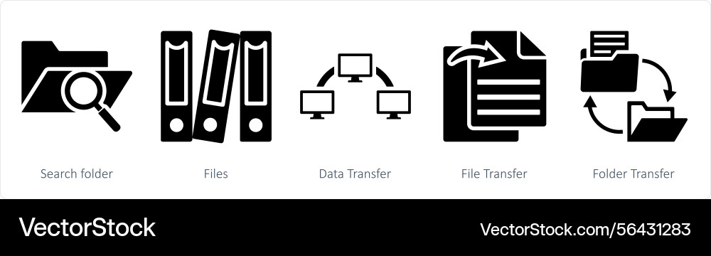 A set of 5 mix icons as search folder files data vector image