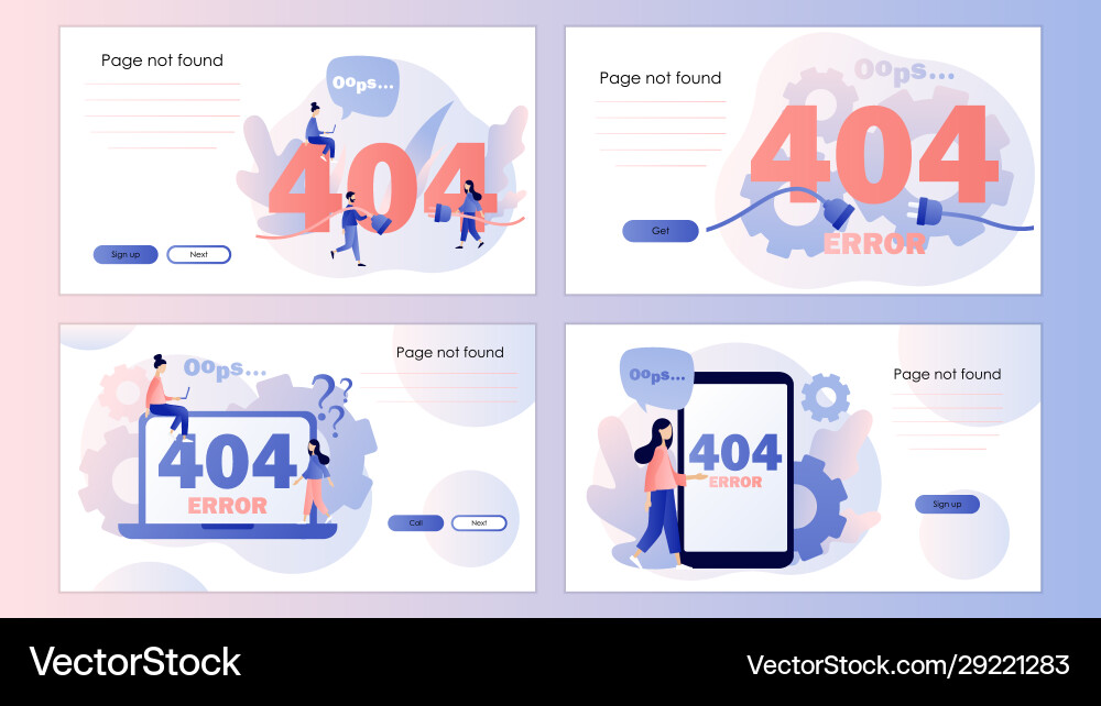Concept 404 error page screen template for mobile Concept 404 error page screen template for mobile vector image