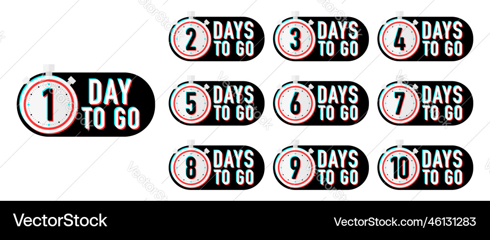 Countdown days to go event in glitch design vector image