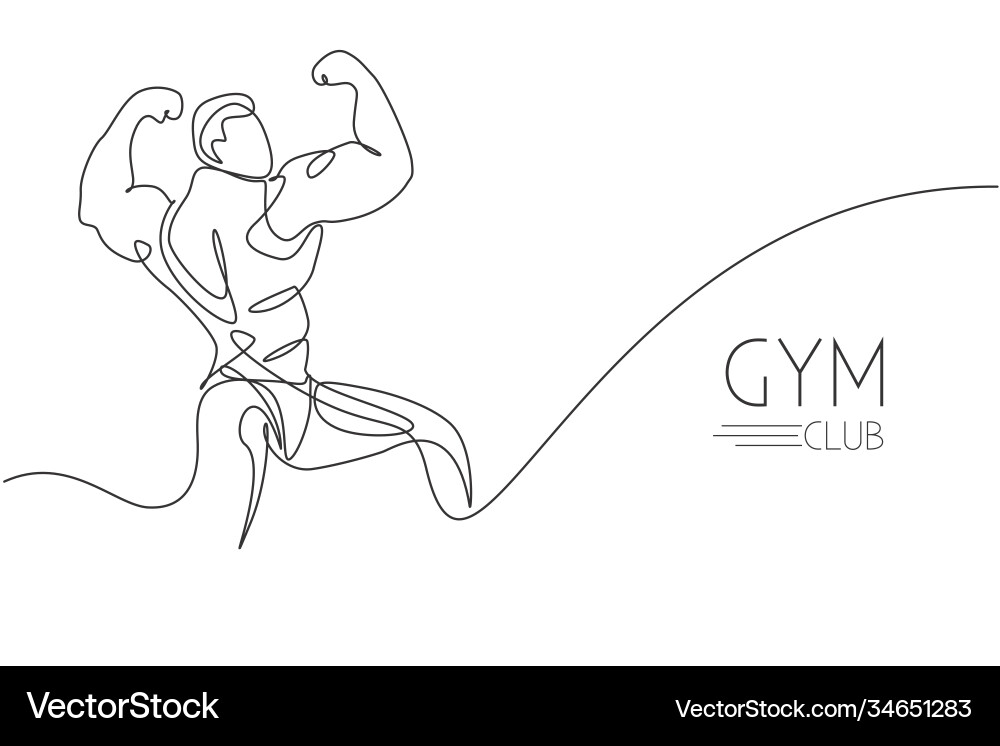 Dynamic Single Line Bodybuilder Vector Image