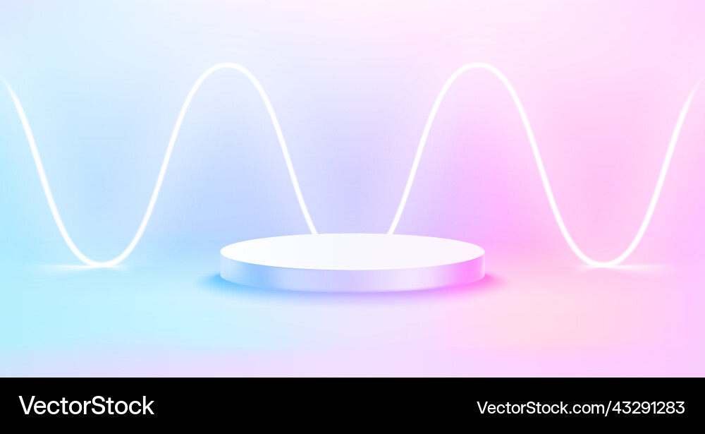 Empty studio with podium and neon light show case Empty studio with podium and neon light show case vector image