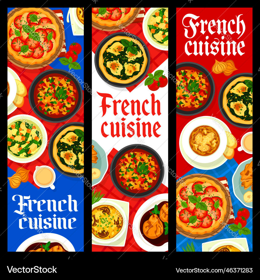 Französische Küche Restaurant Mahlzeiten Banner Französische Küche Restaurant Mahlzeiten Banner vektorbild