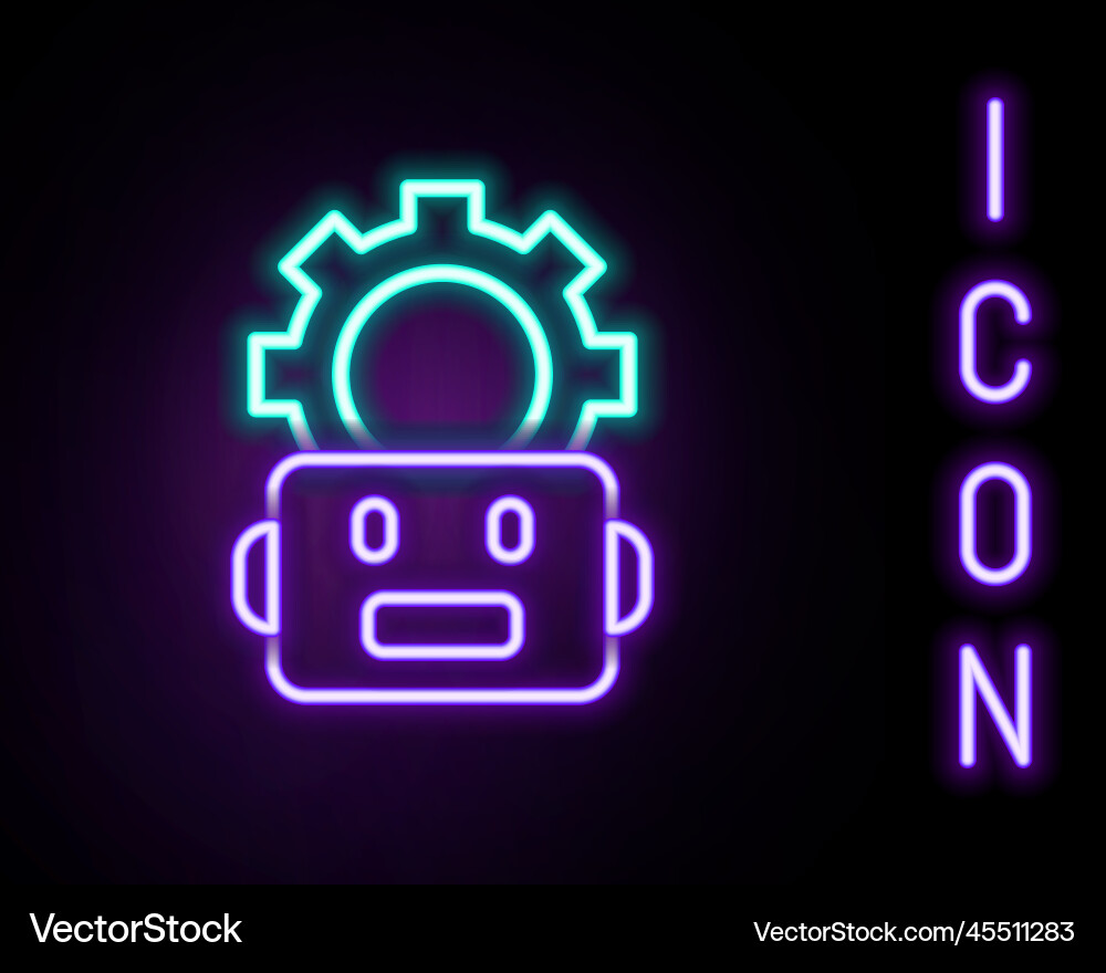 Glowing neon line robot setting icon isolated Glowing neon line robot setting icon isolated vector image