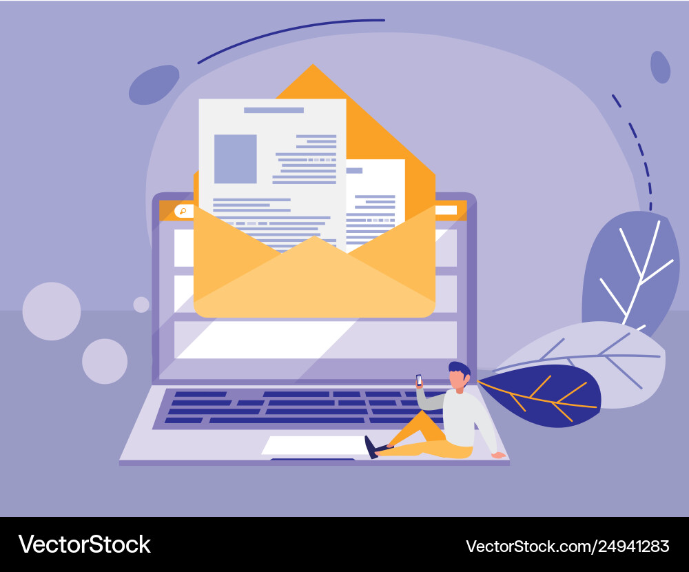 Man using laptop computer Man using laptop computer Vector Image