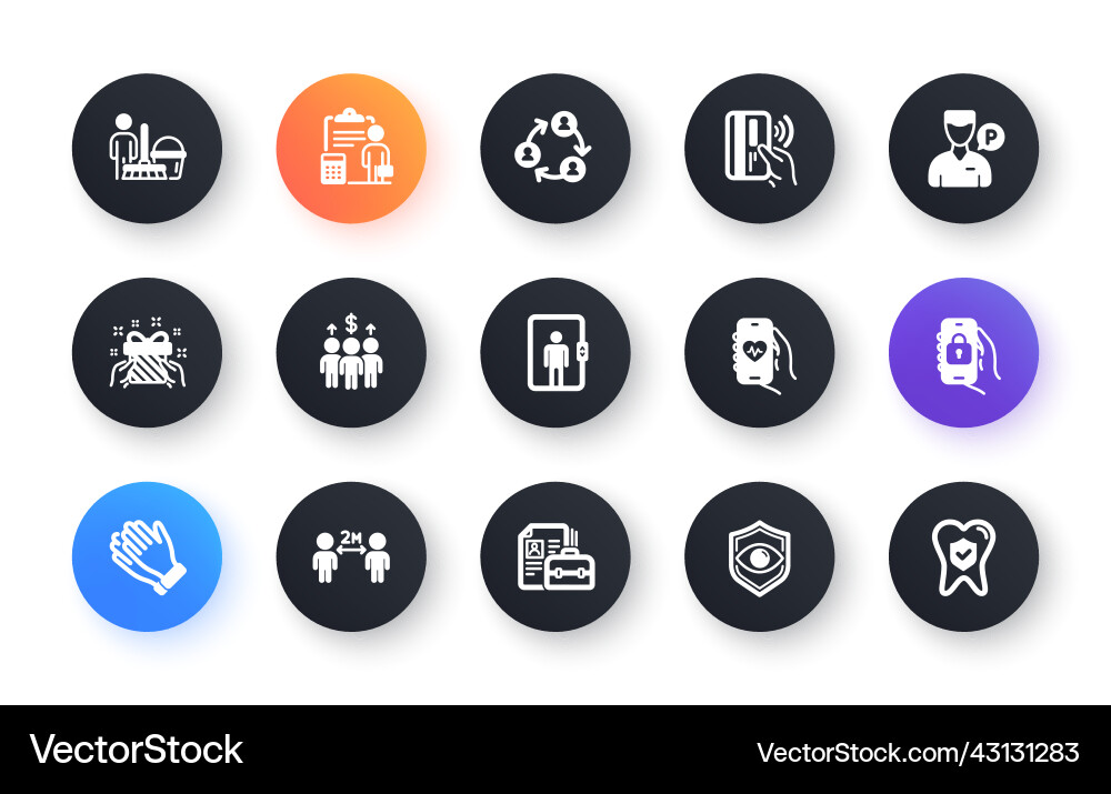 Minimal set of clapping hands eye detect and gift Minimal set of clapping hands eye detect and gift vector image