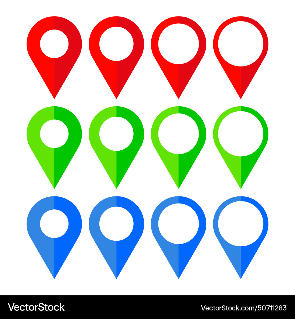 Multicolored map pointer icons on white background Multicolored map pointer icons on white background Vector Image