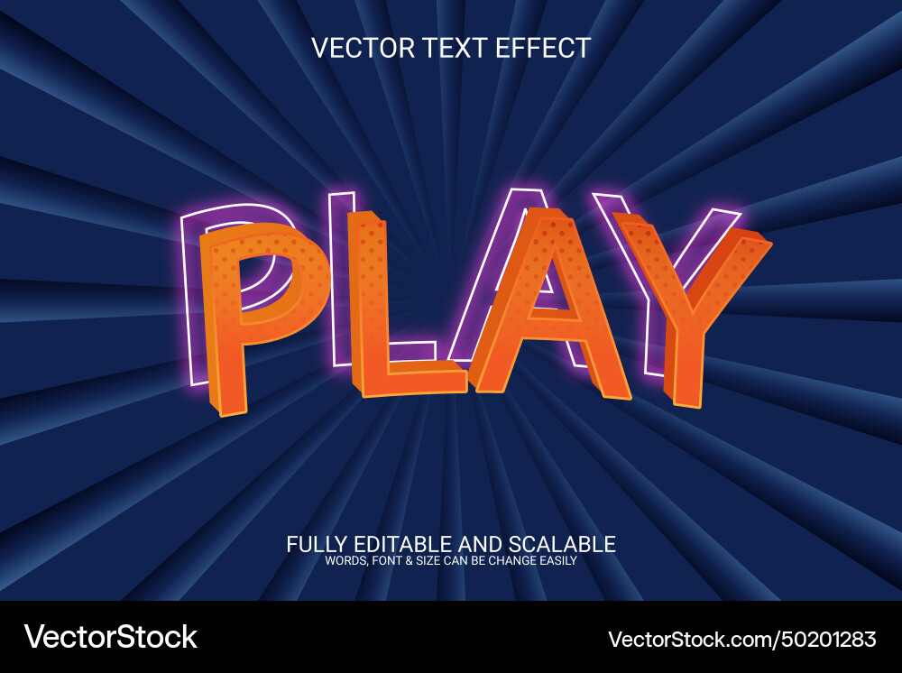 Play eps 3d text effect design Royalty Free Vector Image