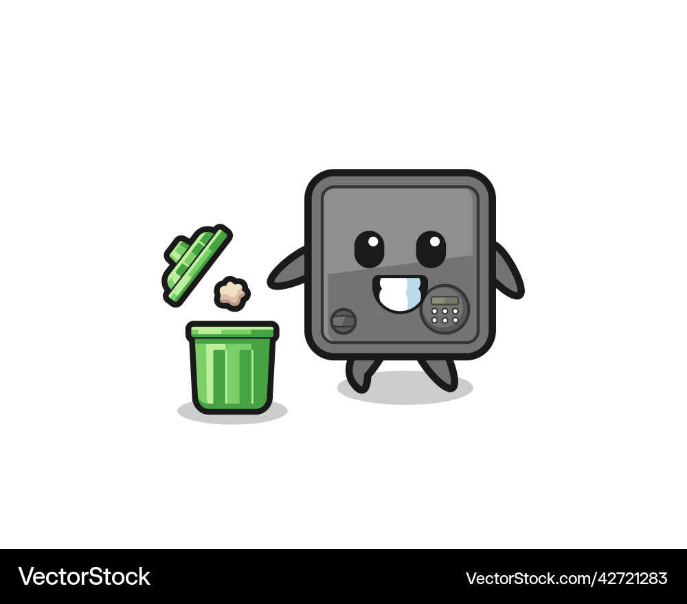 Safe box throwing garbage in the trash can Vector Image