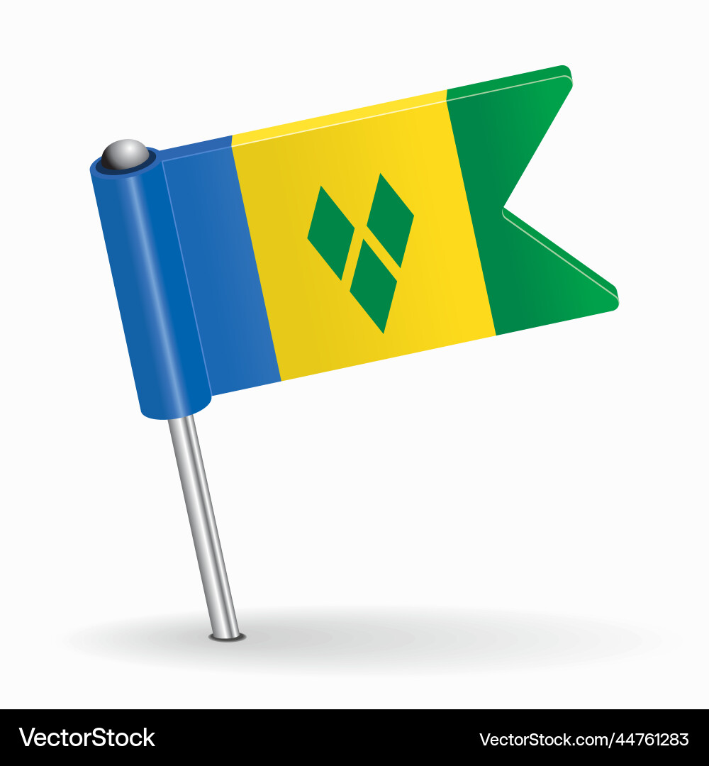 Saint vincent and the grenadines flag map pointer Saint vincent and the grenadines flag map pointer vector image