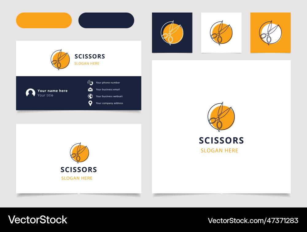 Scissors logo design with editable slogan Scissors logo design with editable slogan vector image