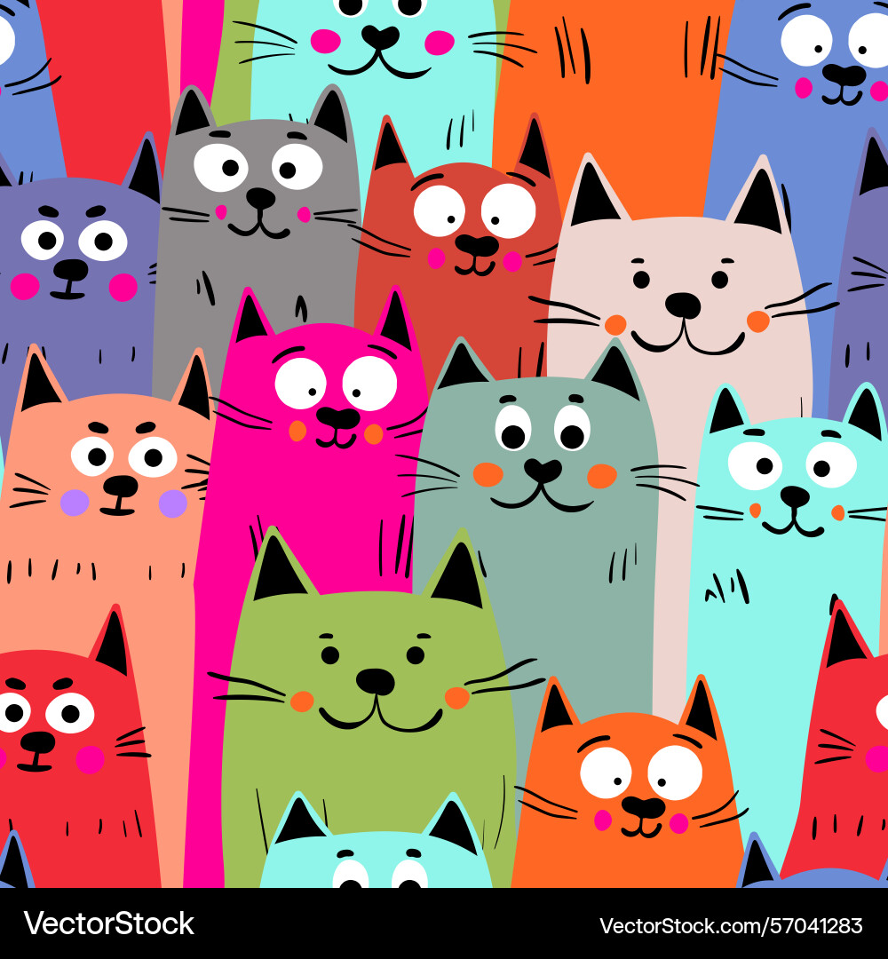 Seamless pattern with cute kitten print different Seamless pattern with cute kitten print different Vector Image