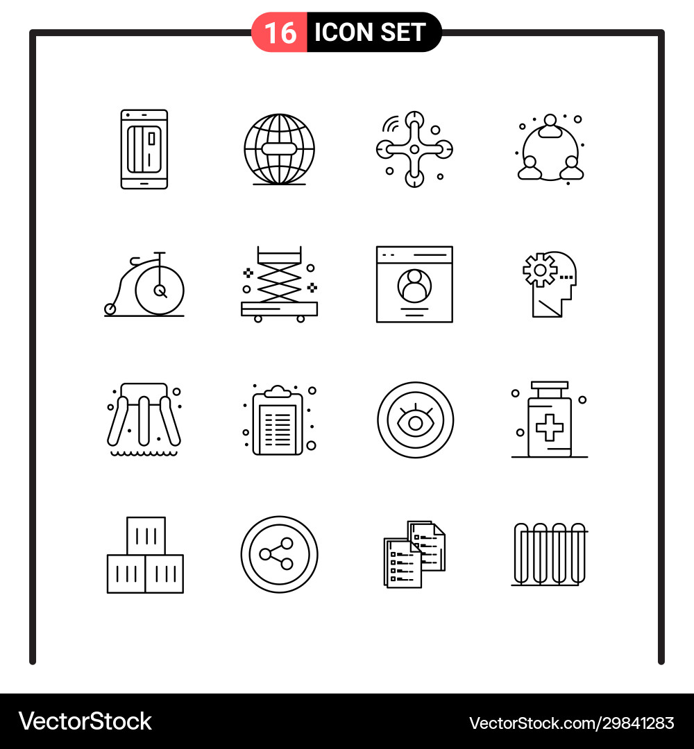 Set 16 line style icons for web and mobile Set 16 line style icons for web and mobile Vector Image