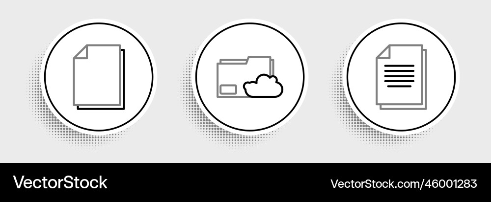 Set line document and cloud storage text Set line document and cloud storage text vector image