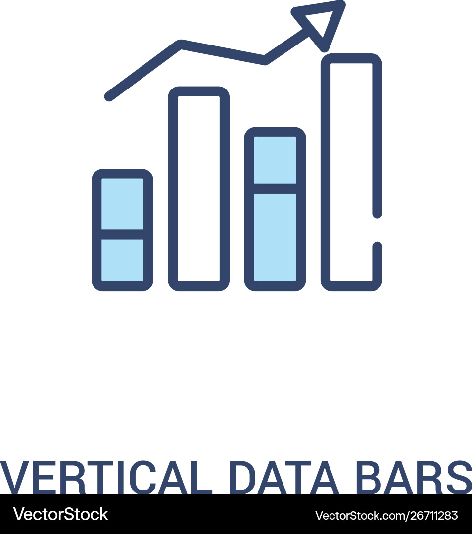 Vertical data bars concept 2 colored icon simple Vertical data bars concept 2 colored icon simple Vector Image