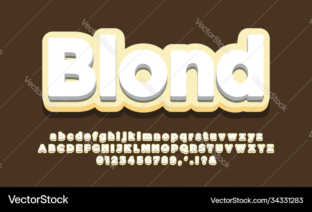 Yellow soft with white 3d font effect or text Yellow soft with white 3d font effect or text Vector Image