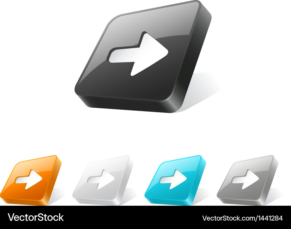 3d web button with arrow icon Vector Image