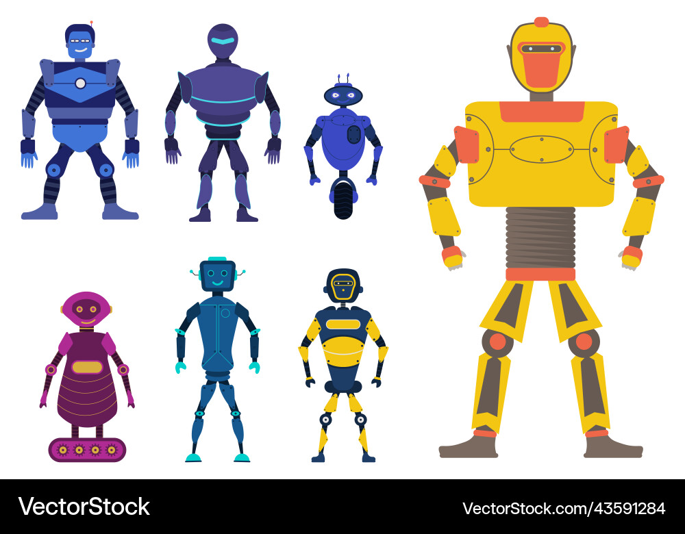 A robot characters transformer toys set technology Vector Image