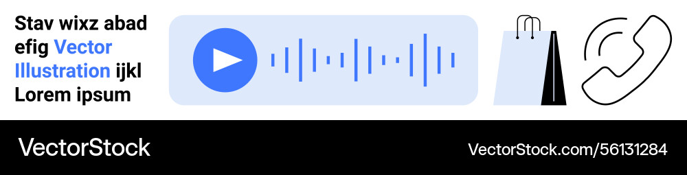 Audio playback button with shopping bag and call Audio playback button with shopping bag and call vector image