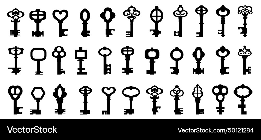 Big set of isolated graphical retro keys Big set of isolated graphical retro keys vector image