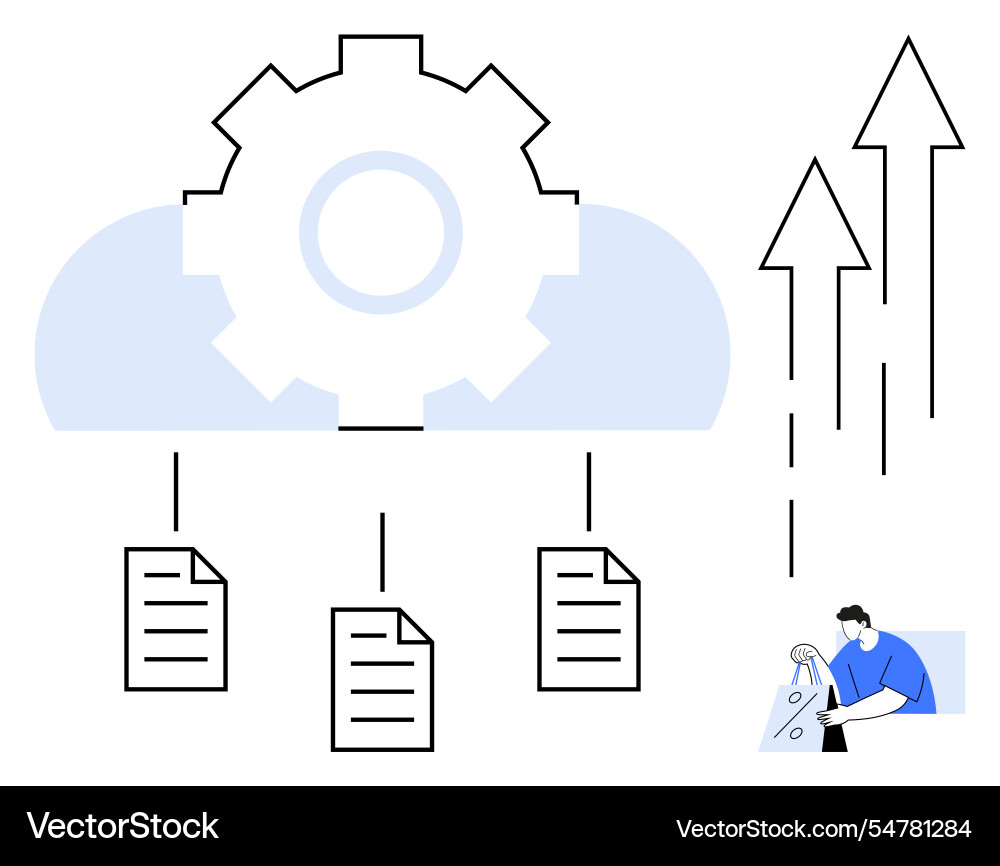 Cloud computing concept with gear files Cloud computing concept with gear files vector image