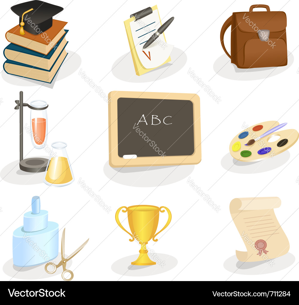 Education Icon Set - Learning & School Vector Image