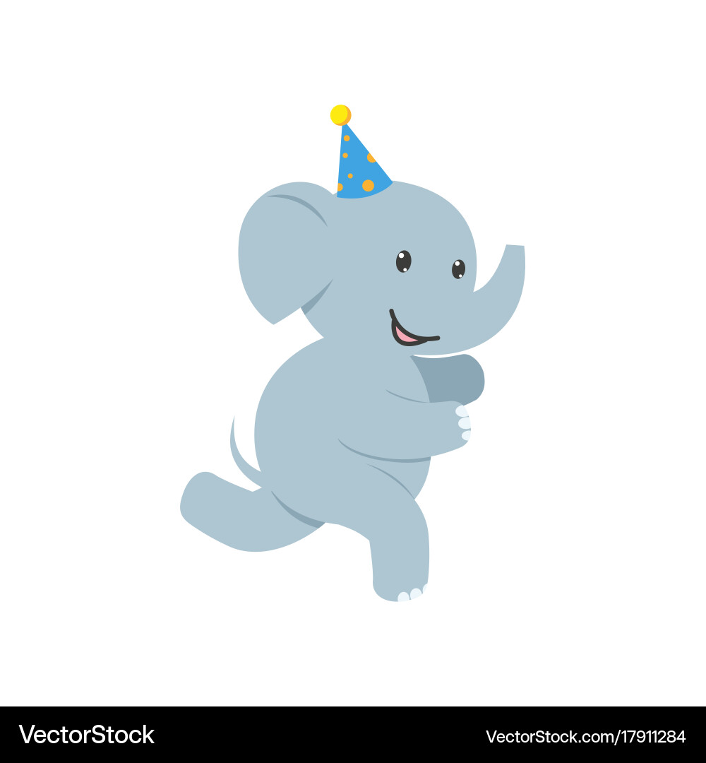 Flat elephant character having fun running vector image