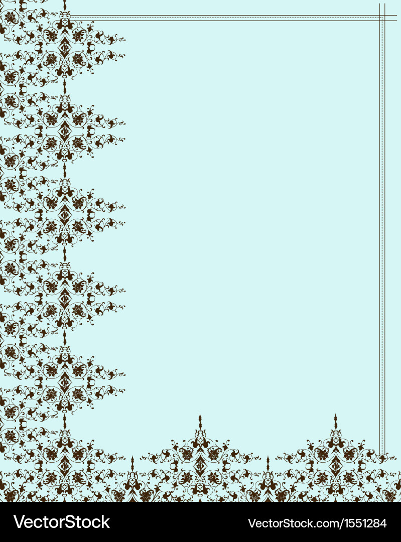 Frame and pattern on blue card vector image