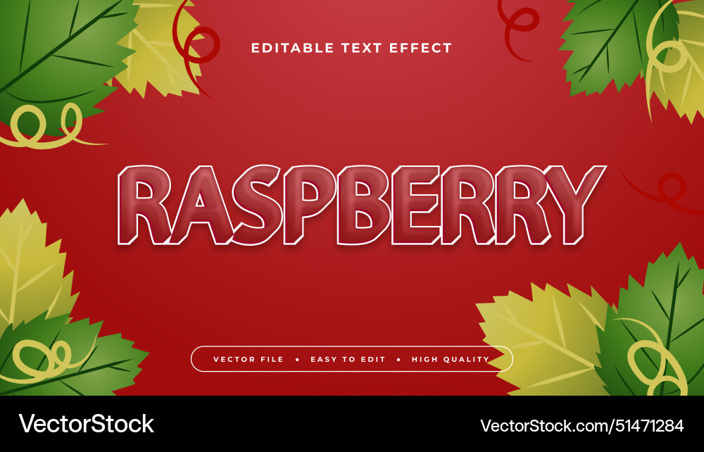 Green and red raspberry 3d editable text effect Vector Image
