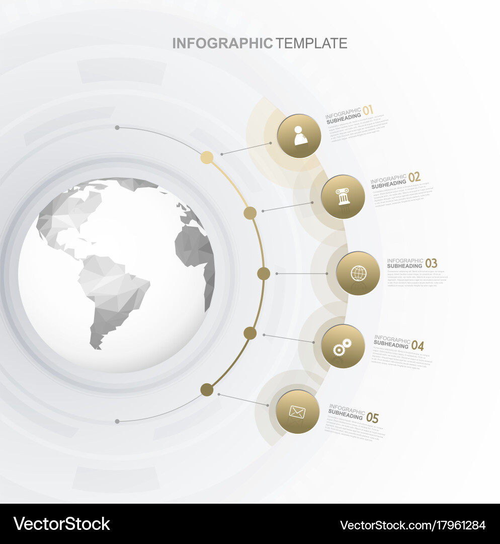Infographic template with five circles and icons vector image