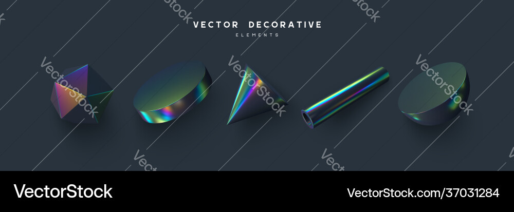 Set 3d render primitives vector image