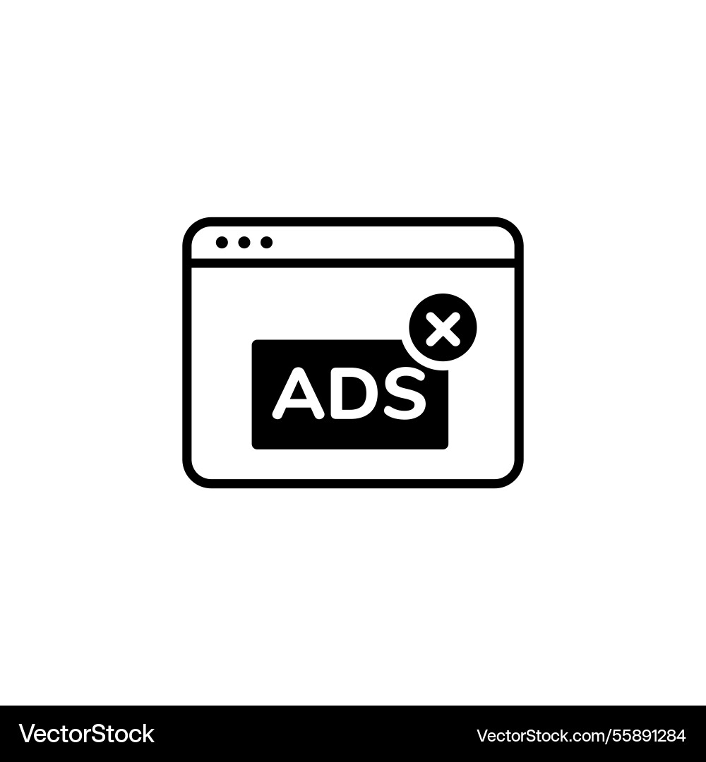Simple icon showing a browser window closing an ad vector image