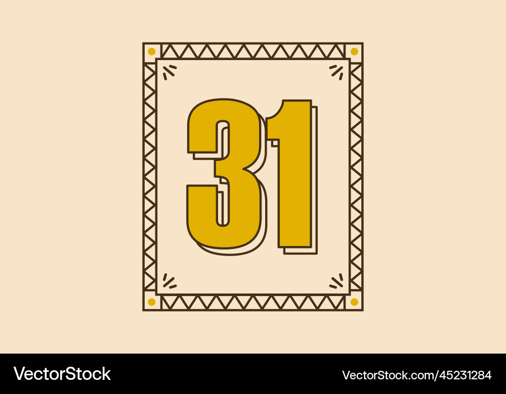 Vintage rectangle frame with number 31 Vector Image
