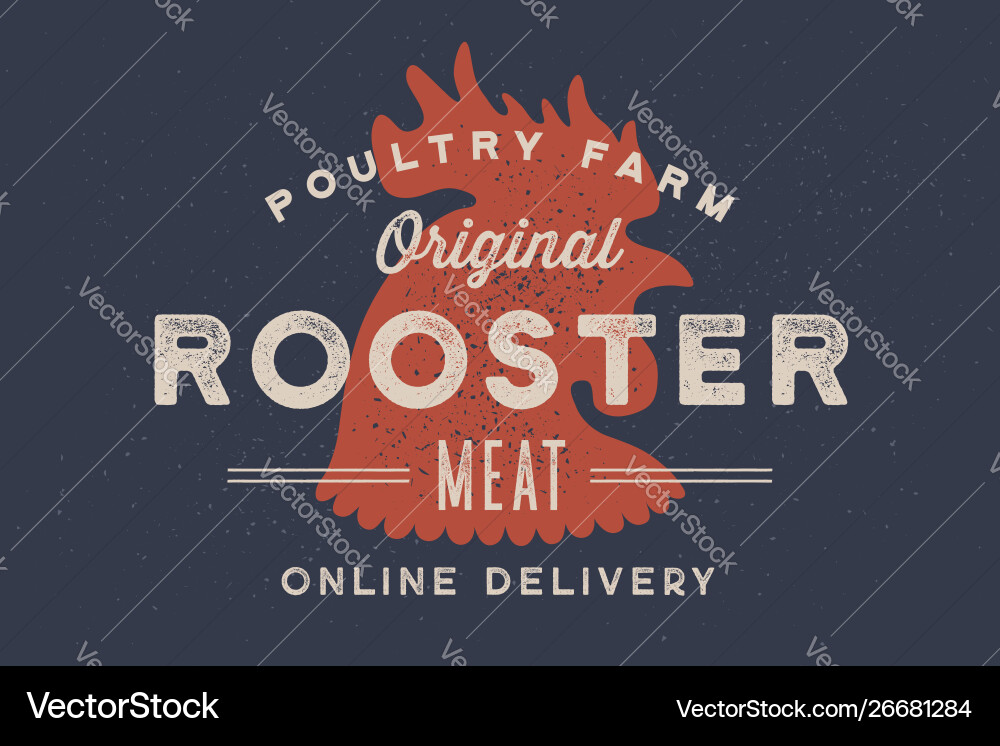 Vintage Rooster Poultry Logo Vector Image