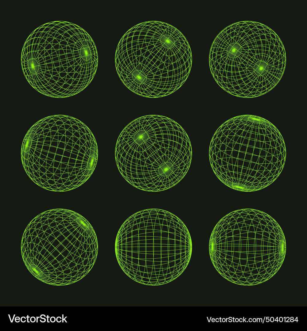 Wireframe shapes lined sphere perspective mesh Wireframe shapes lined sphere perspective mesh vector image