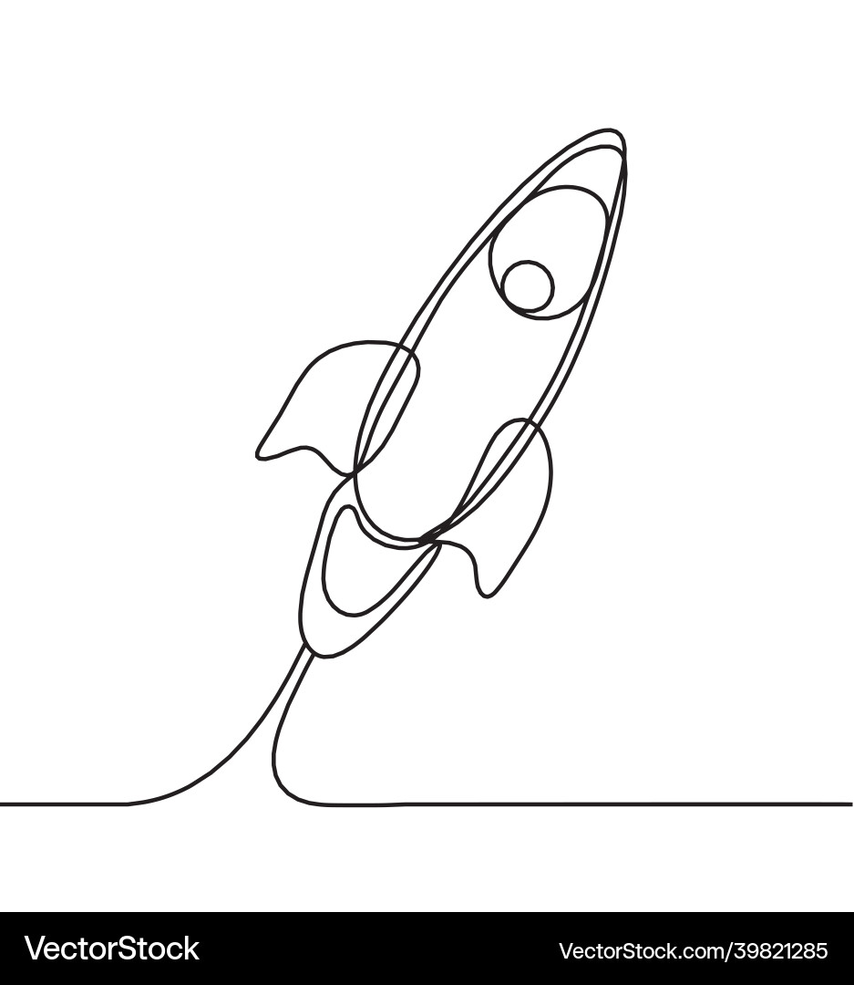 Abstract rocket as continuous line drawing Abstract rocket as continuous line drawing Vector Image