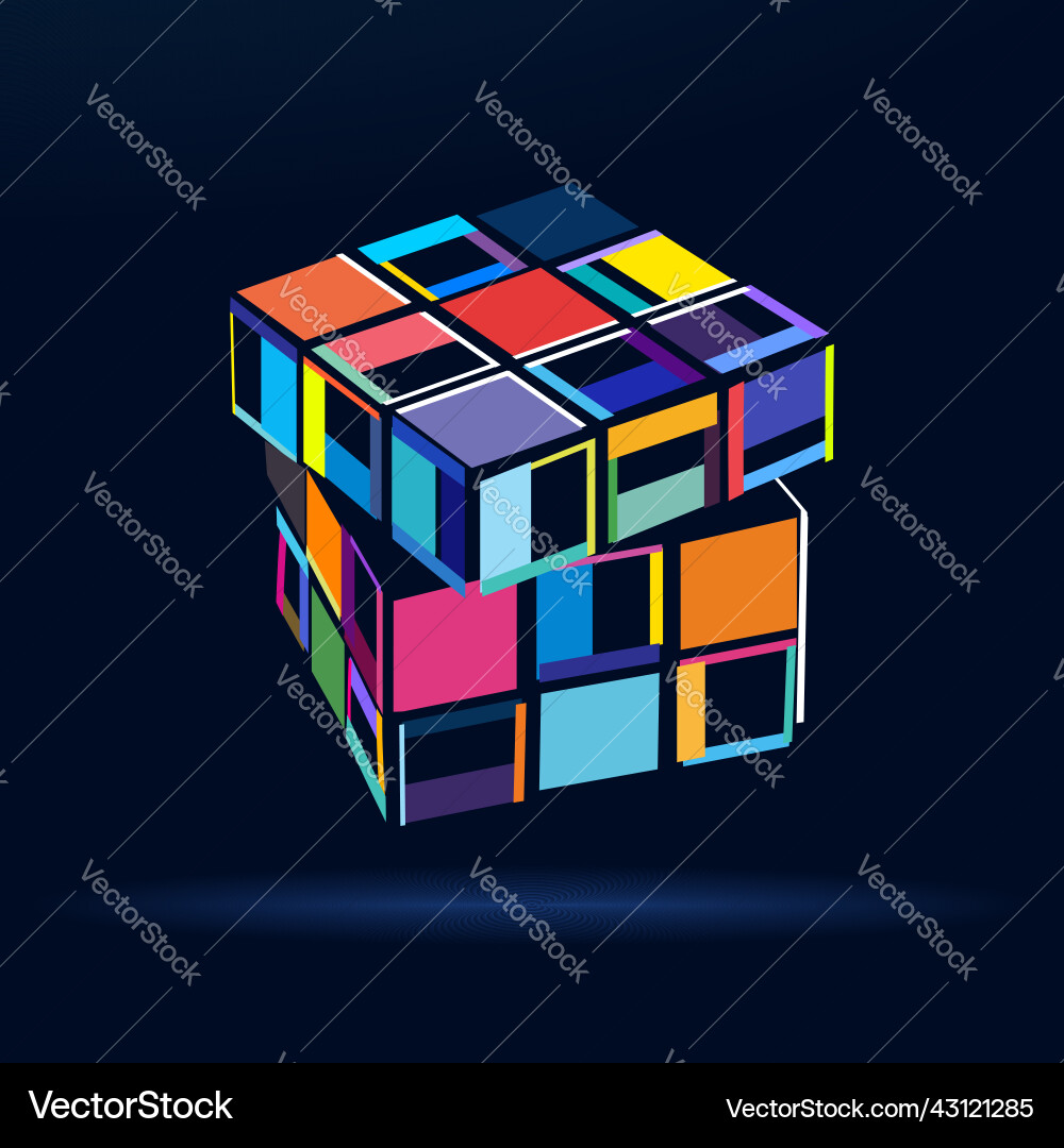 Abstract rubik s cube from multicolored paints Abstract rubik s cube from multicolored paints vector image