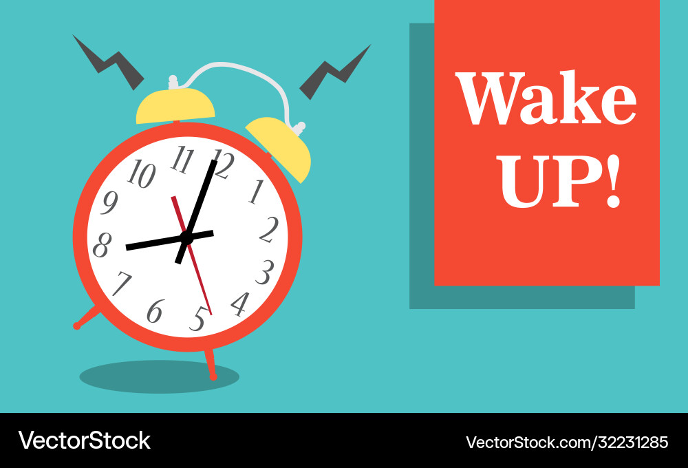 Alarm clock red wake-up time isolated Alarm clock red wake-up time isolated vector image