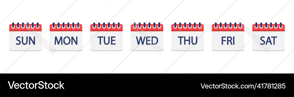 Calendar icons with week days set Royalty Free Vector Image