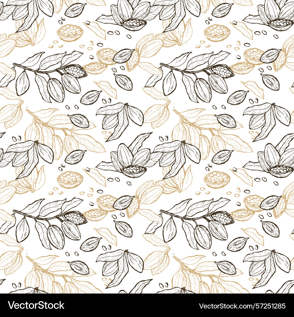 Cocoa beans sketch seamless pattern for textile Cocoa beans sketch seamless pattern for textile vector image