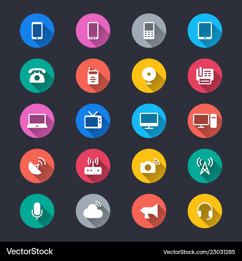 Communication device simple color icons Vector Image