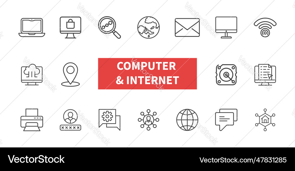 Computer and internet line icons set Computer and internet line icons set vector image