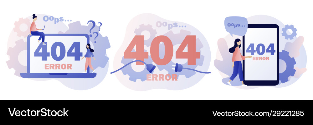 Concept 404 error page flat cartoon style Concept 404 error page flat cartoon style vector image