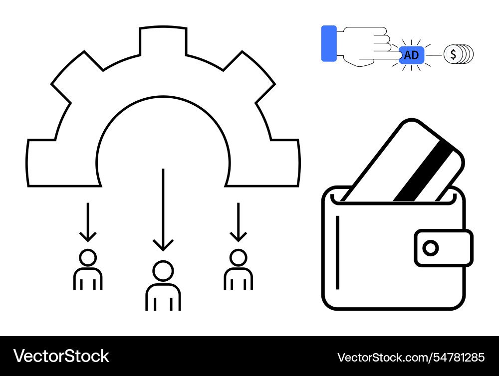 Digital advertising workflow with user conversion Digital advertising workflow with user conversion vector image