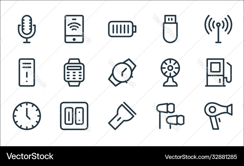 Electronics line icons linear set quality Electronics line icons linear set quality vector image
