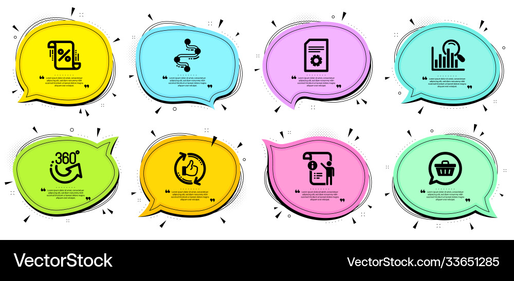 File settings 360 degrees and manual doc icons vector image