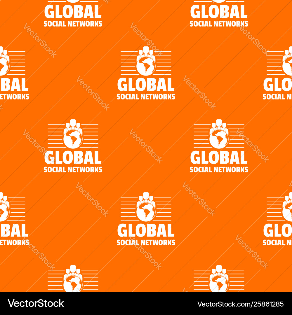 Global social networks pattern orange Vector Image
